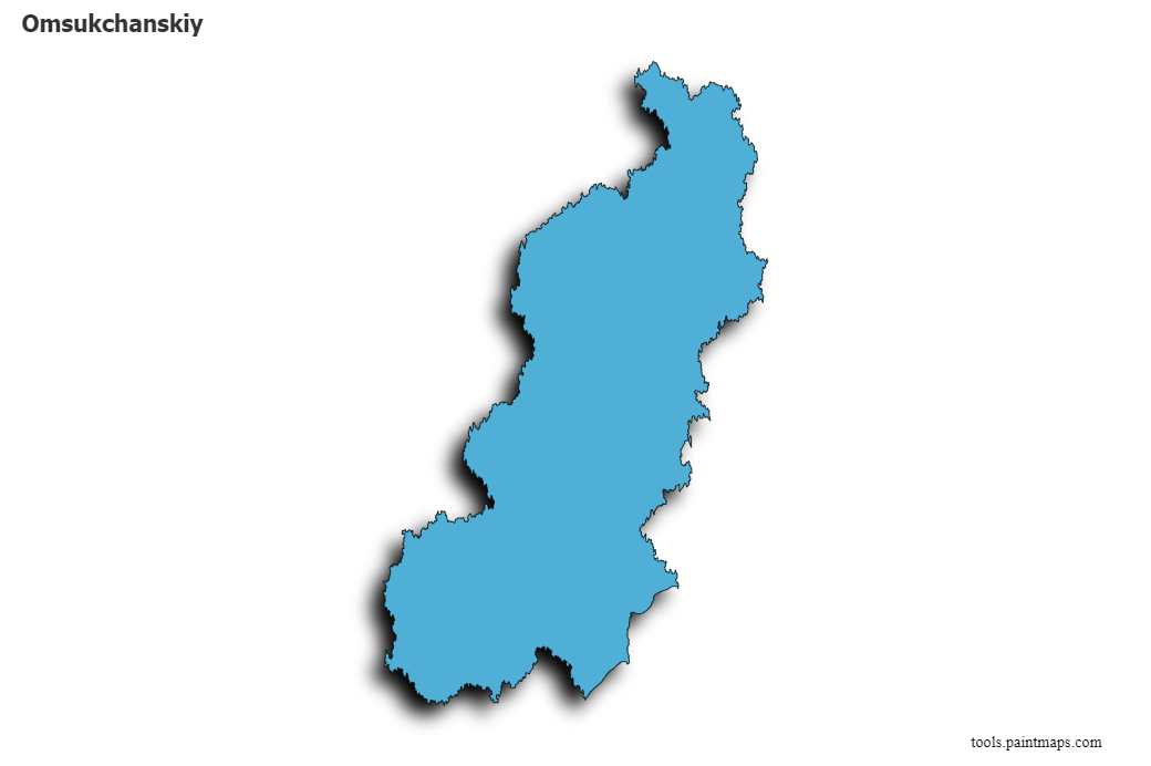 Mapa de Omsukchanskiy con efecto de sombra 3D