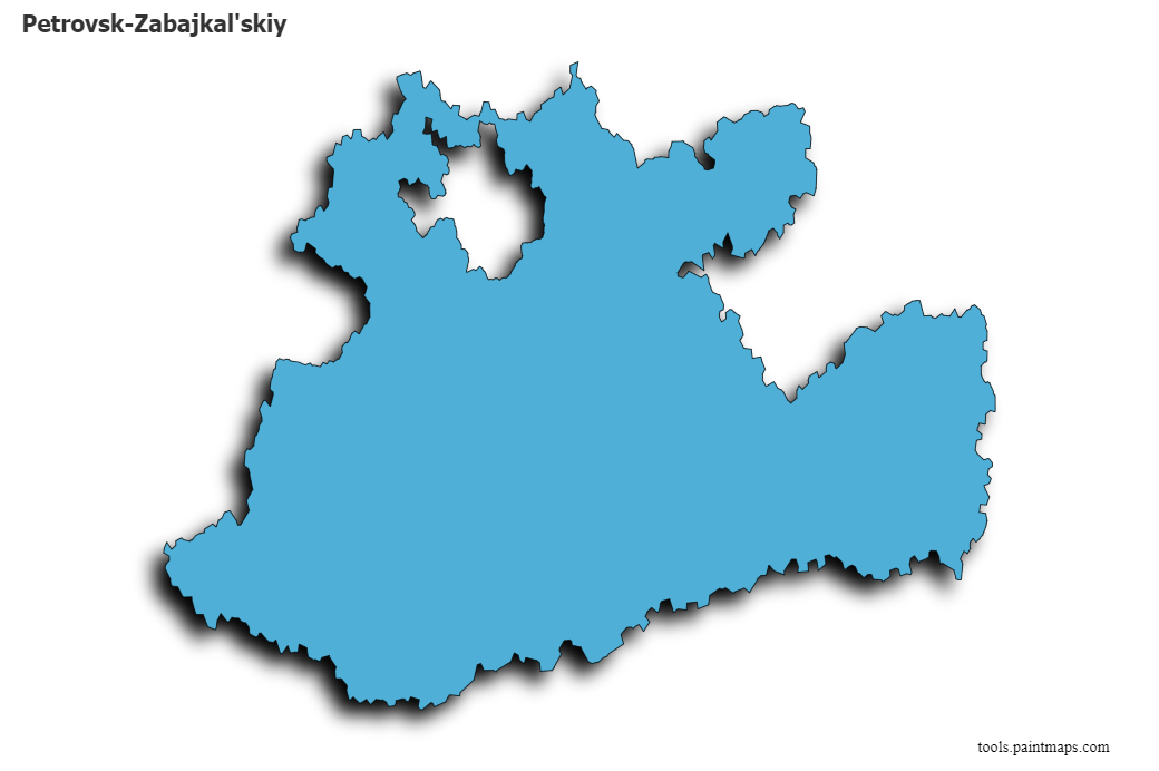 Mapa de Petrovsk-Zabajkal'skiy con efecto de sombra 3D