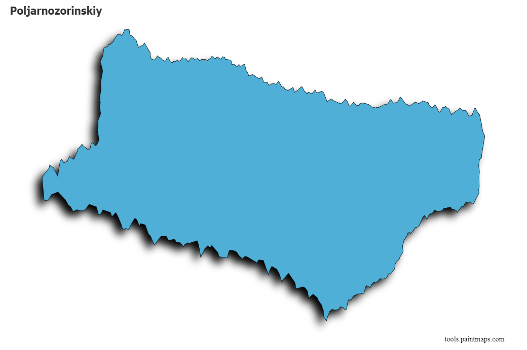 Mapa de Poljarnozorinskiy con efecto de sombra 3D