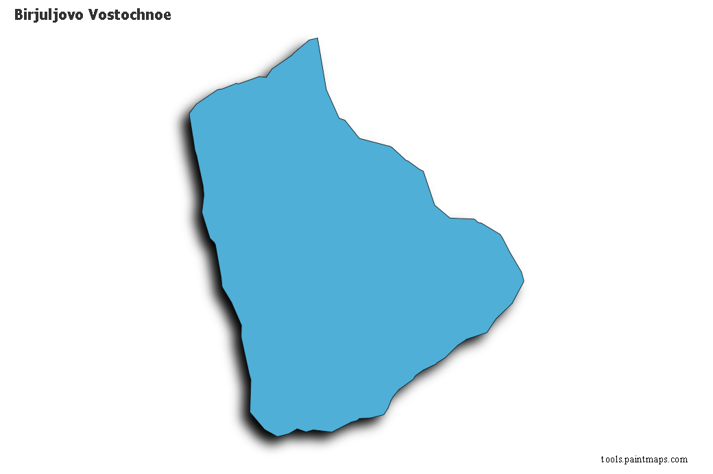 Mapa de Birjuljovo Vostochnoe con efecto de sombra 3D