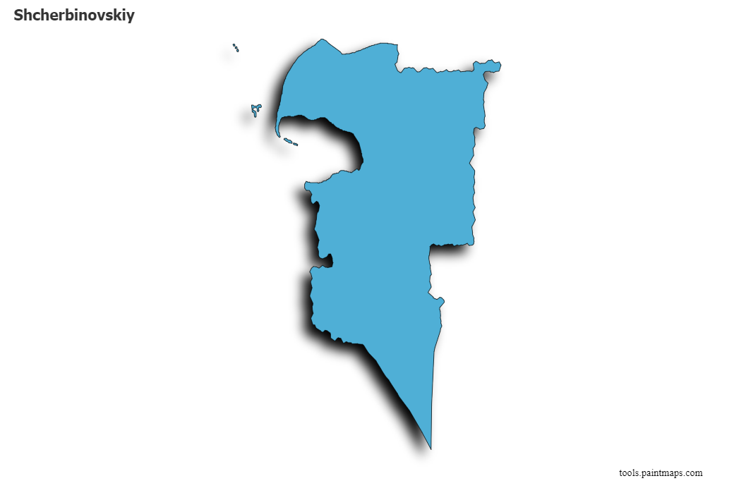 Mapa de Shcherbinovskiy con efecto de sombra 3D