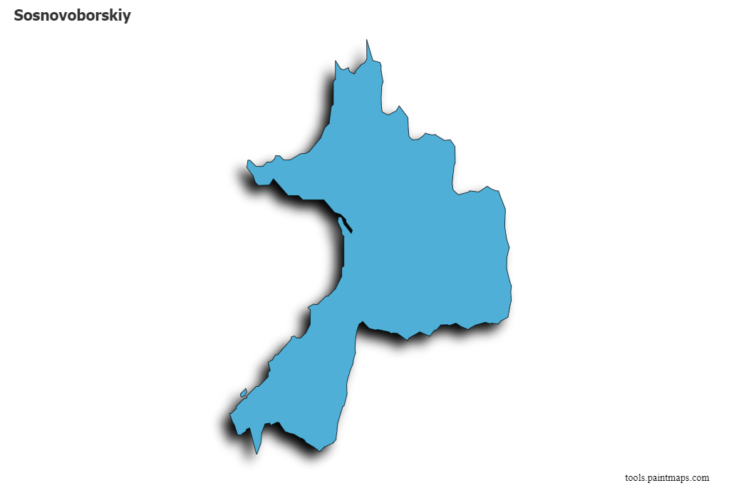 Sosnovoborskiy map with 3d shadow effect