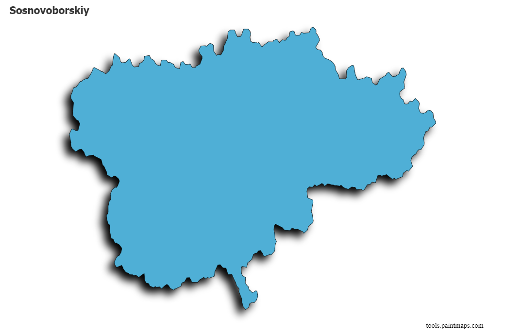 Mapa de Sosnovoborskiy con efecto de sombra 3D