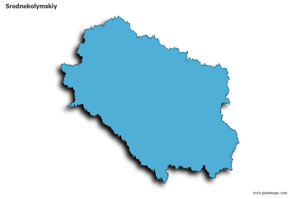 Mapa de Srednekolymskiy con efecto de sombra 3D