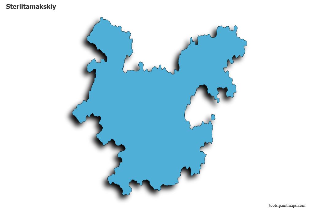 Mapa de Sterlitamakskiy con efecto de sombra 3D