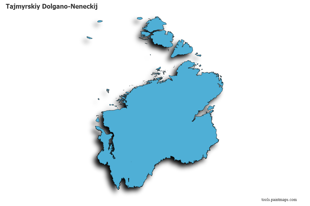 3D gölge efektli Tajmyrskiy Dolgano-Neneckij haritası