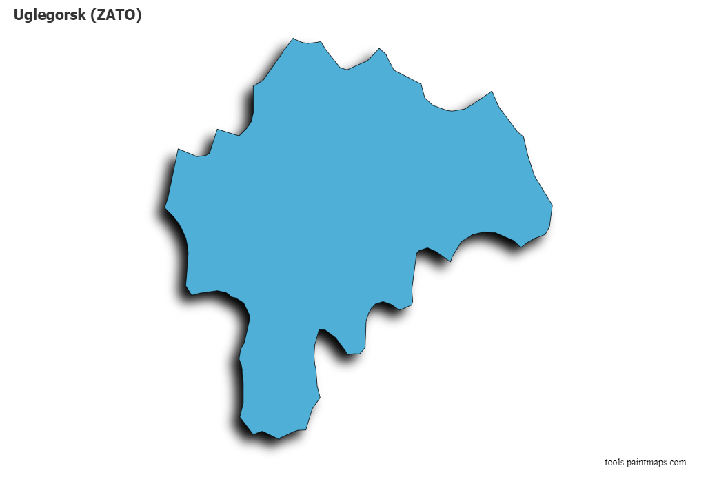 Mapa de Uglegorsk (ZATO) con efecto de sombra 3D