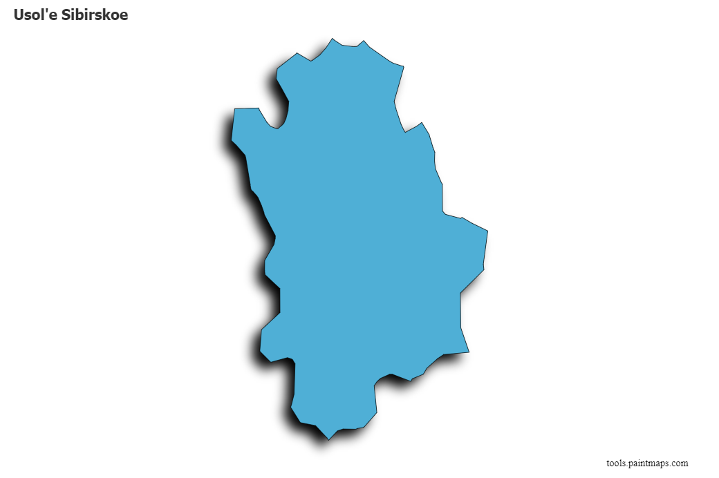 Mapa de Usol'e Sibirskoe con efecto de sombra 3D