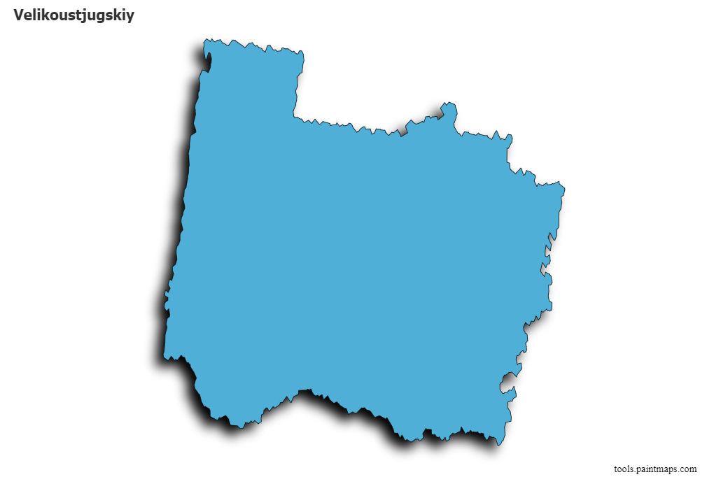 Mapa de Velikoustjugskiy con efecto de sombra 3D