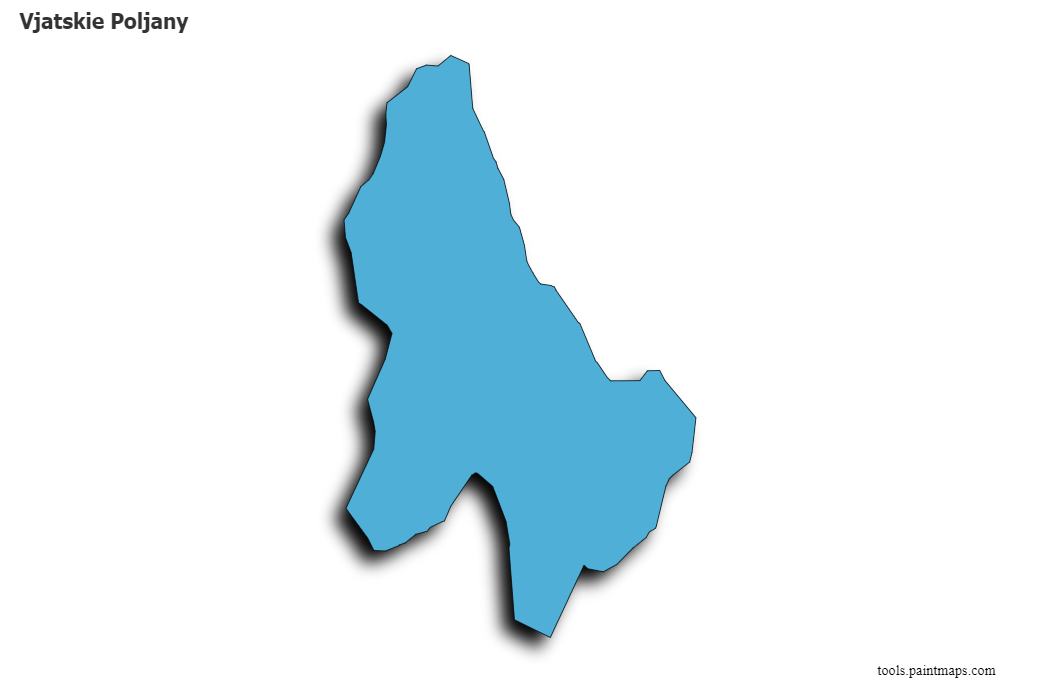 Mapa de Vjatskie Poljany con efecto de sombra 3D