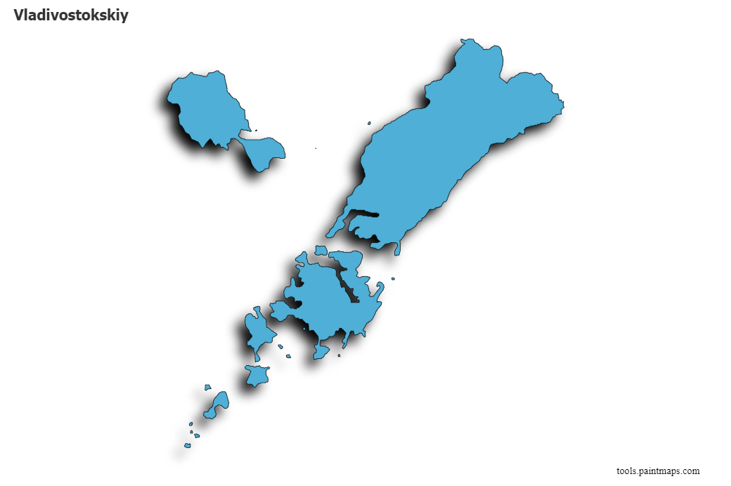 Mapa de Vladivostokskiy con efecto de sombra 3D