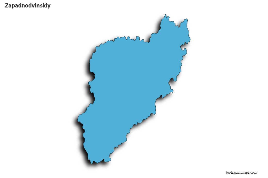 Mapa de Zapadnodvinskiy con efecto de sombra 3D