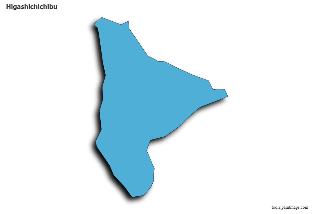 Mapa de Higashichichibu con efecto de sombra 3D