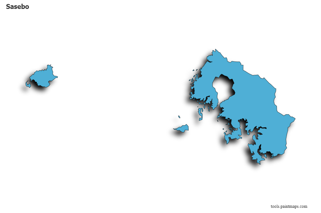 Sasebo map with 3d shadow effect