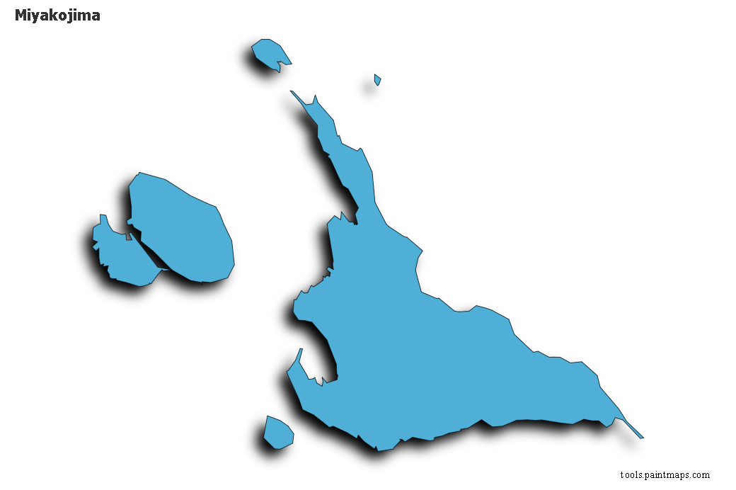 Mapa de Miyakojima con efecto de sombra 3D