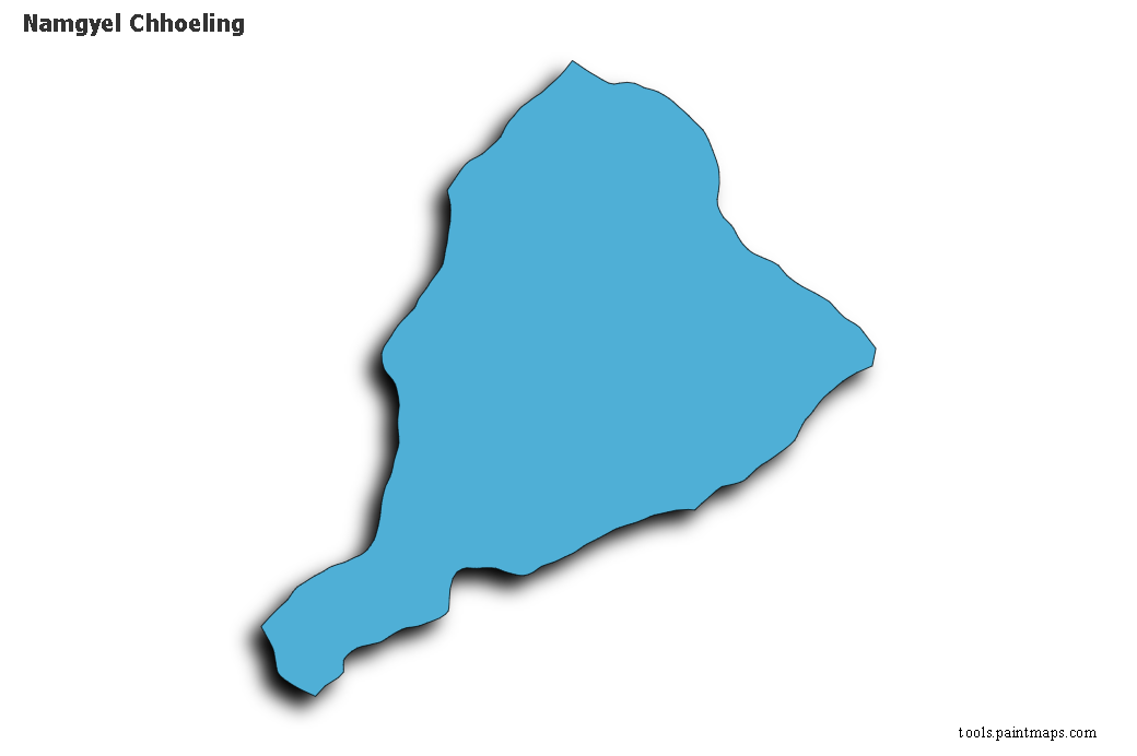 Mapa de Namgyel Chhoeling con efecto de sombra 3D