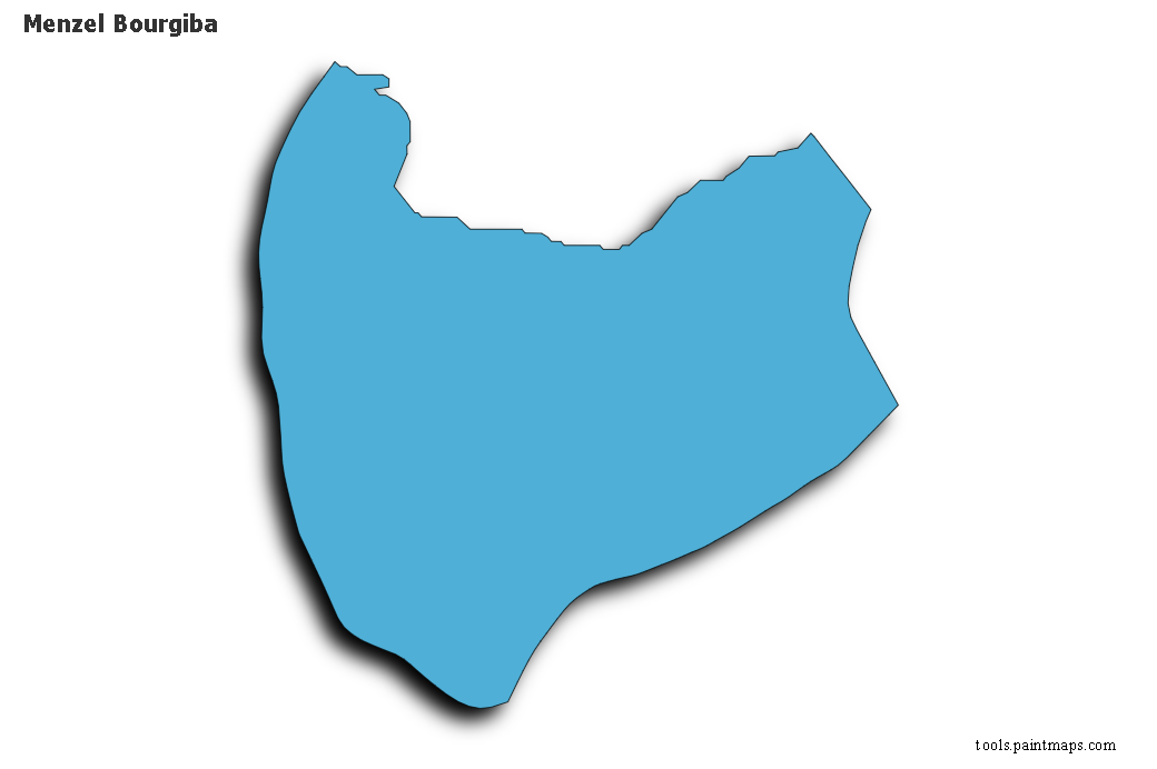 3D gölge efektli Menzel Bourgiba haritası