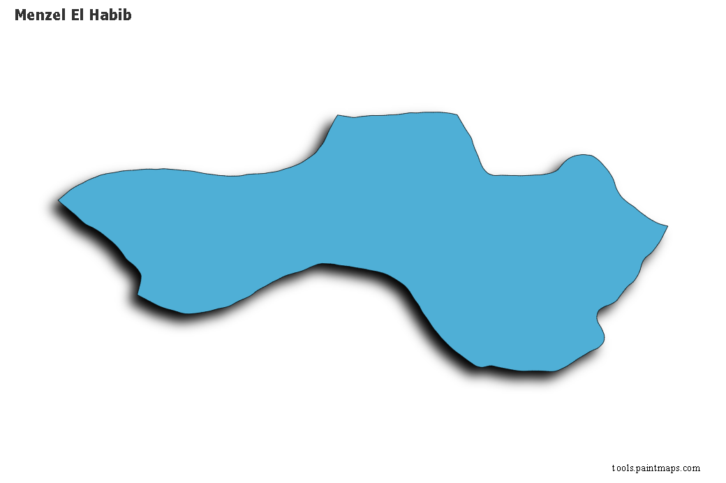 Mapa de Menzel El Habib con efecto de sombra 3D