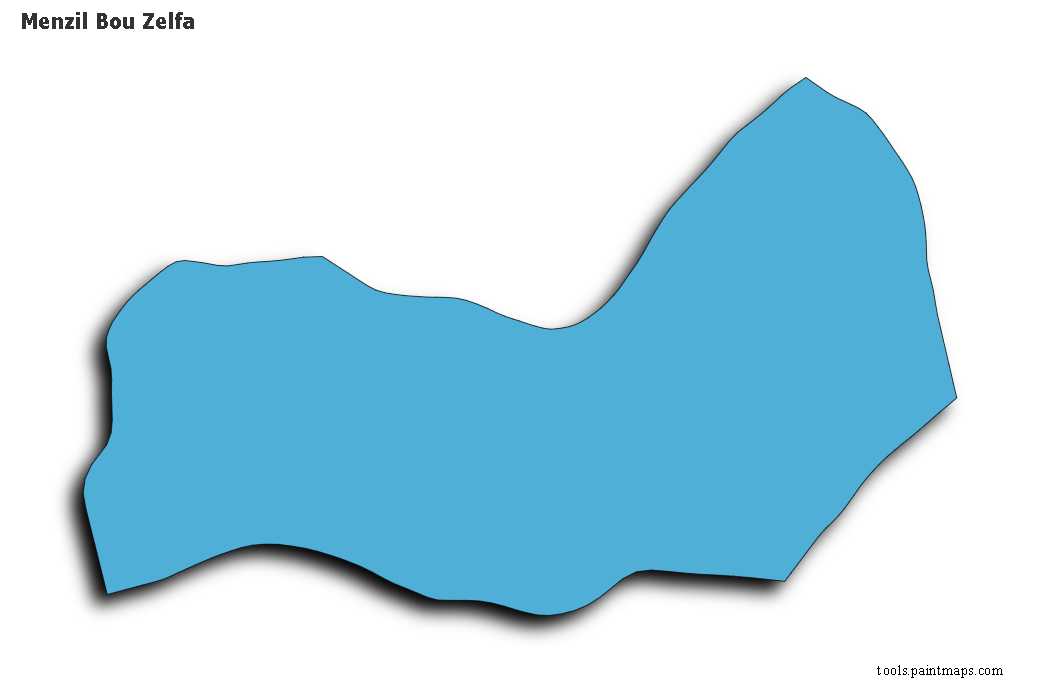 3D gölge efektli Menzil Bou Zelfa haritası