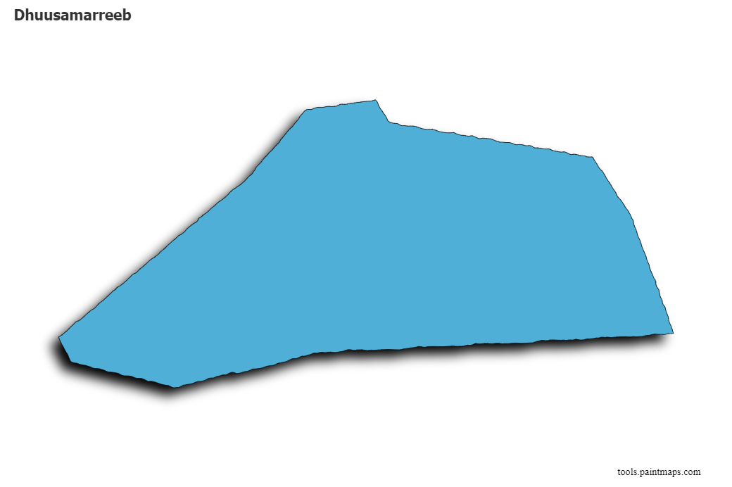 Mapa de Dhuusamarreeb con efecto de sombra 3D