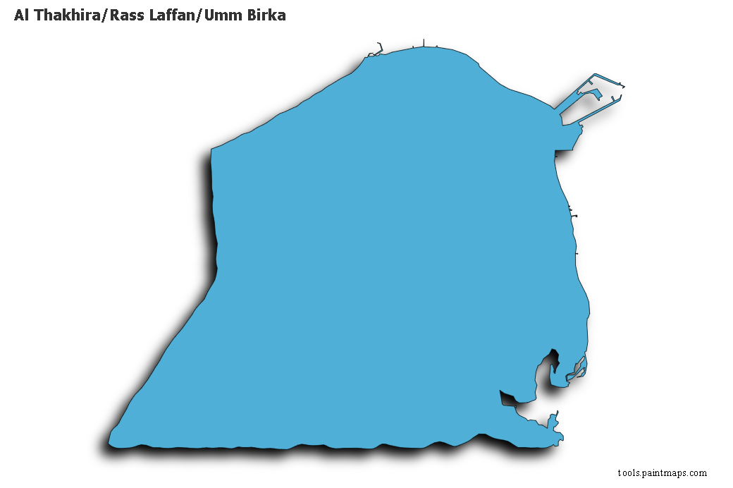 Al Thakhira/Rass Laffan/Umm Birka map with 3d shadow effect