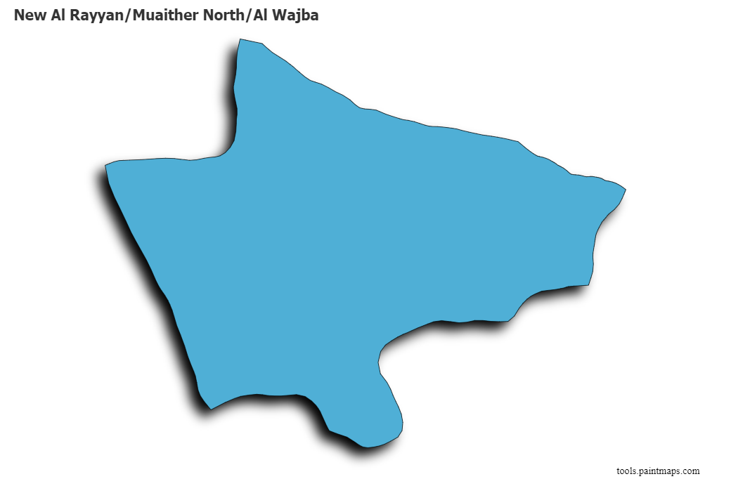 3D gölge efektli New Al Rayyan/Muaither North/Al Wajba haritası