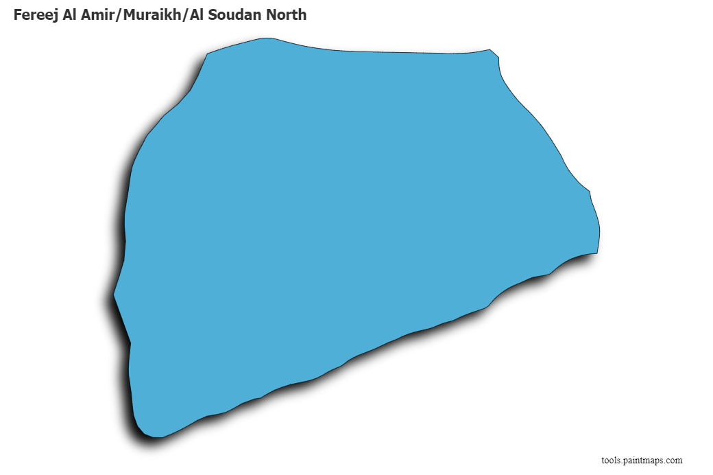 3D gölge efektli Fereej Al Amir/Muraikh/Al Soudan North haritası