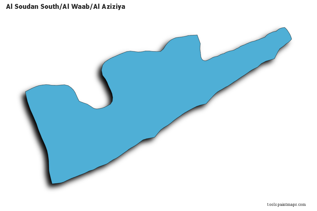 3D gölge efektli Al Soudan South/Al Waab/Al Aziziya haritası