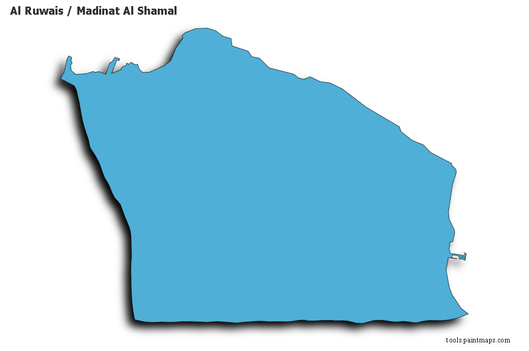 3D gölge efektli Al Ruwais / Madinat Al Shamal haritası