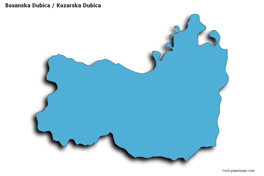 3D gölge efektli Bosanska Dubica / Kozarska Dubica haritası