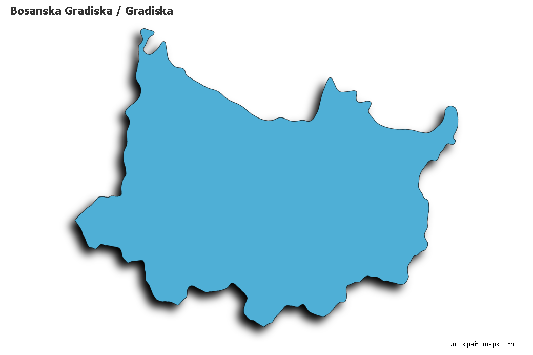 Mapa de Bosanska Gradiska / Gradiska con efecto de sombra 3D