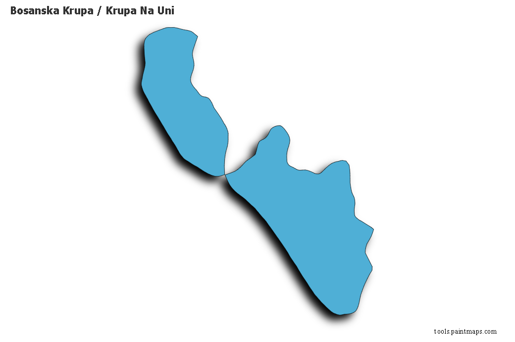 Mapa de Bosanska Krupa / Krupa Na Uni con efecto de sombra 3D