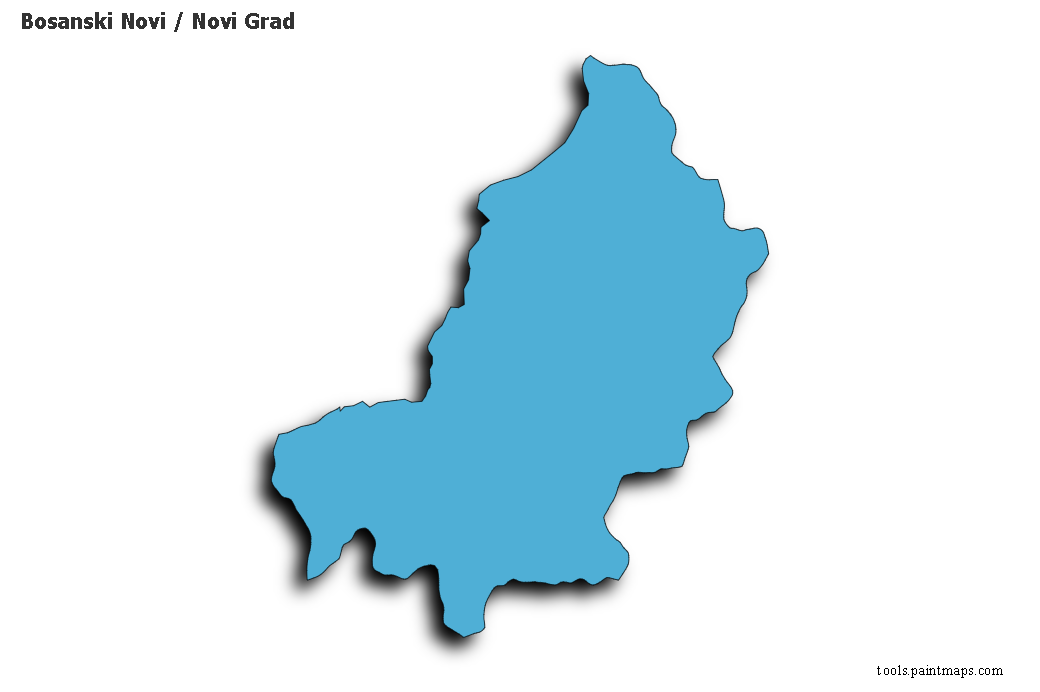 3D gölge efektli Bosanski Novi / Novi Grad haritası