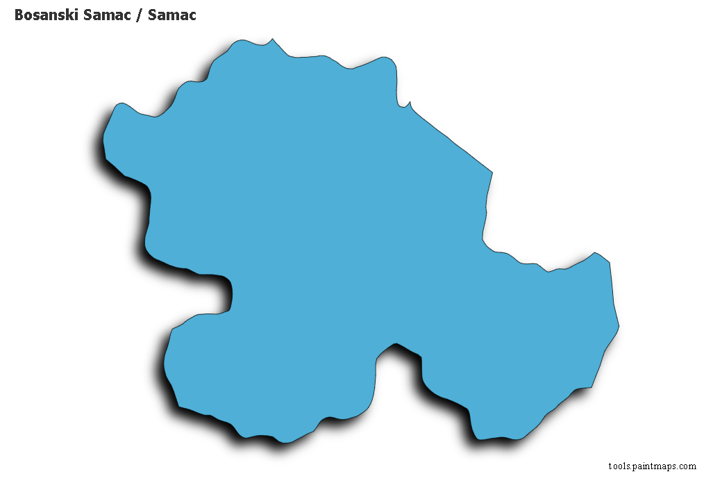 Mapa de Bosanski Samac / Samac con efecto de sombra 3D