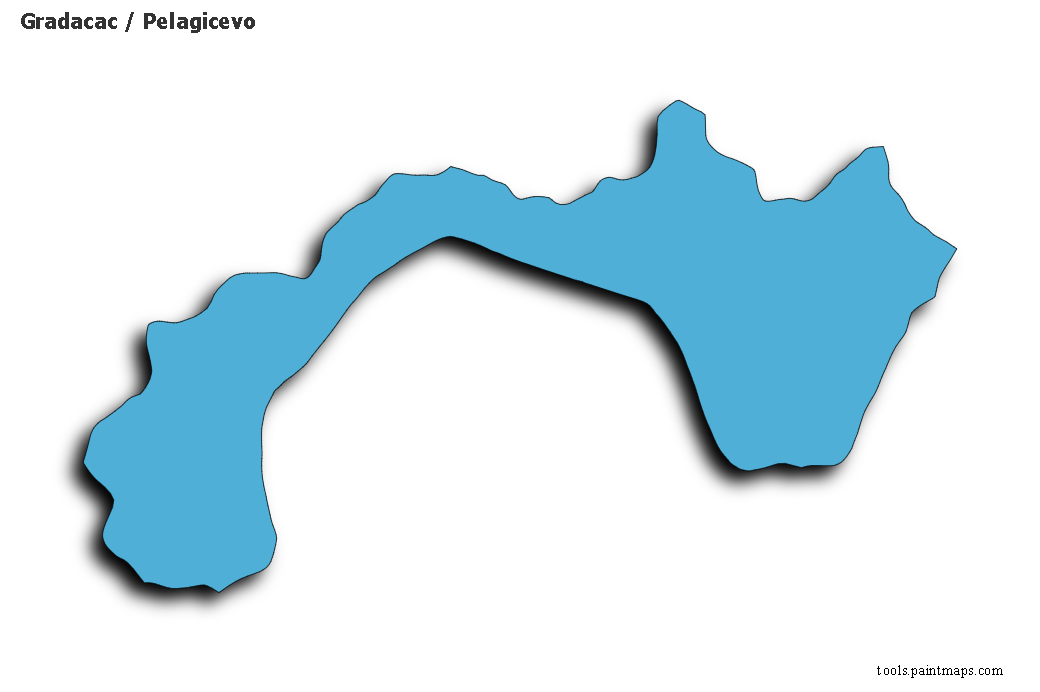 Gradacac / Pelagicevo map with 3d shadow effect