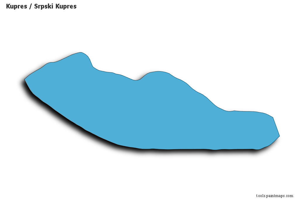 Mapa de Kupres / Srpski Kupres con efecto de sombra 3D