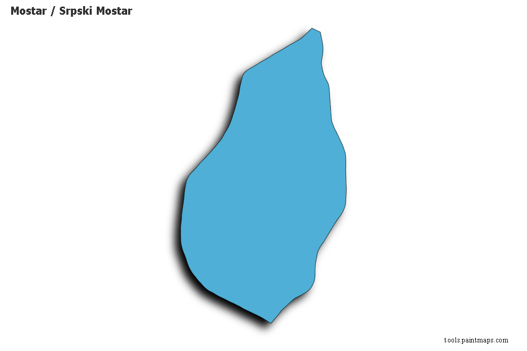 Mapa de Mostar / Srpski Mostar con efecto de sombra 3D