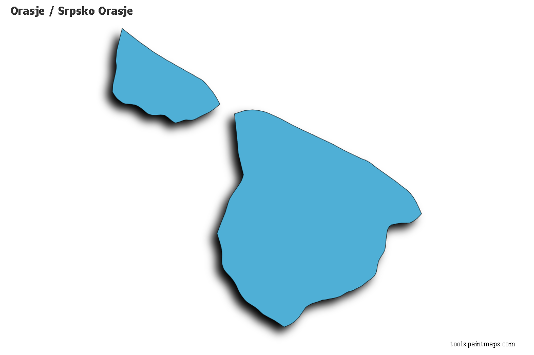 3D gölge efektli Orasje / Srpsko Orasje haritası