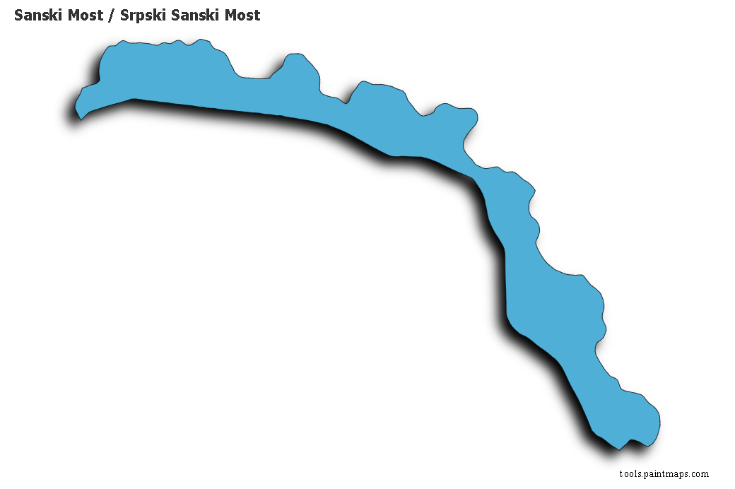 3D gölge efektli Sanski Most / Srpski Sanski Most haritası