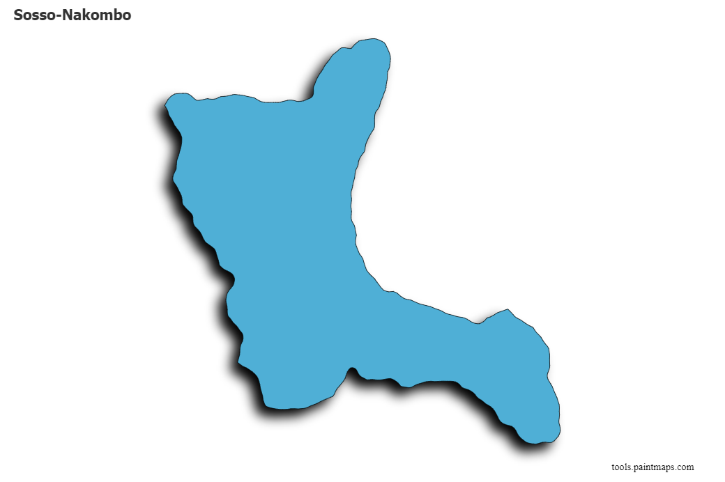 Mapa de Sosso-Nakombo con efecto de sombra 3D