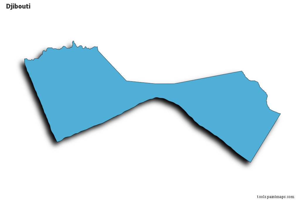 Mapa de Djibouti con efecto de sombra 3D