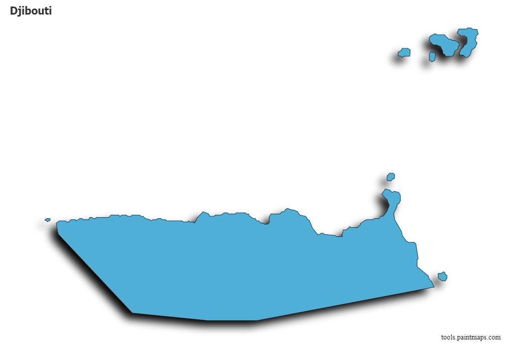 Mapa de Djibouti con efecto de sombra 3D