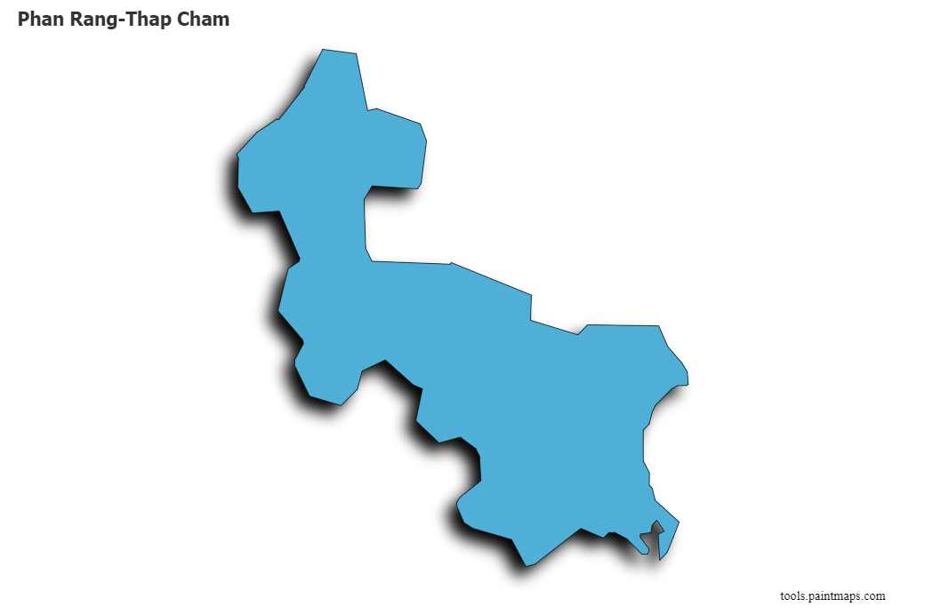 Mapa de Phan Rang-Thap Cham con efecto de sombra 3D