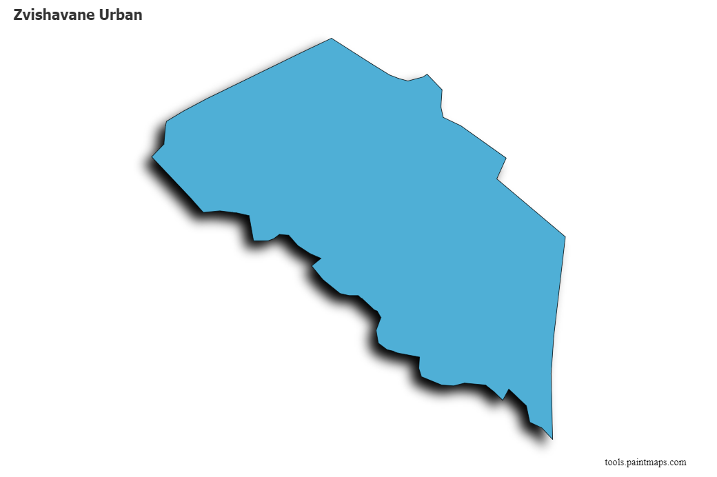 Mapa de Zvishavane Urban con efecto de sombra 3D