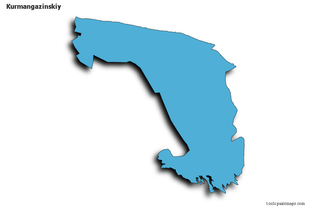 Mapa de Kurmangazinskiy con efecto de sombra 3D