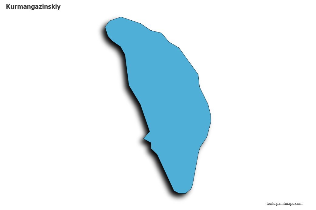 Mapa de Kurmangazinskiy con efecto de sombra 3D