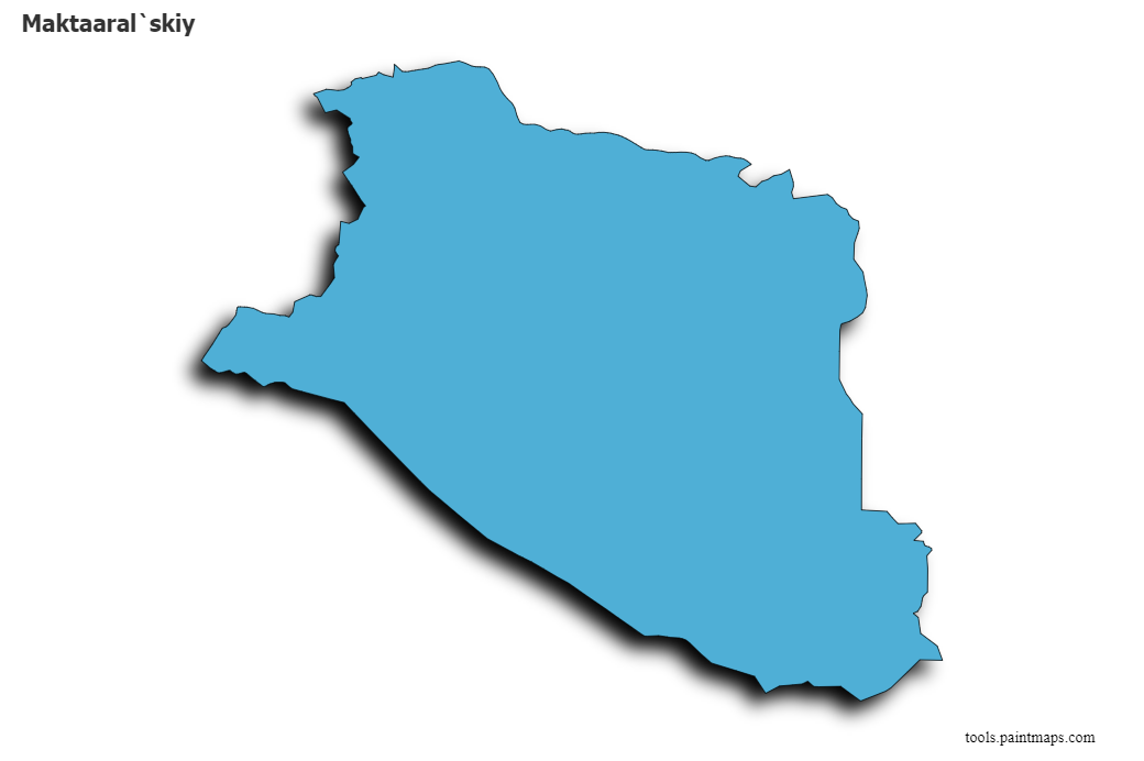 Mapa de Maktaaral`skiy con efecto de sombra 3D