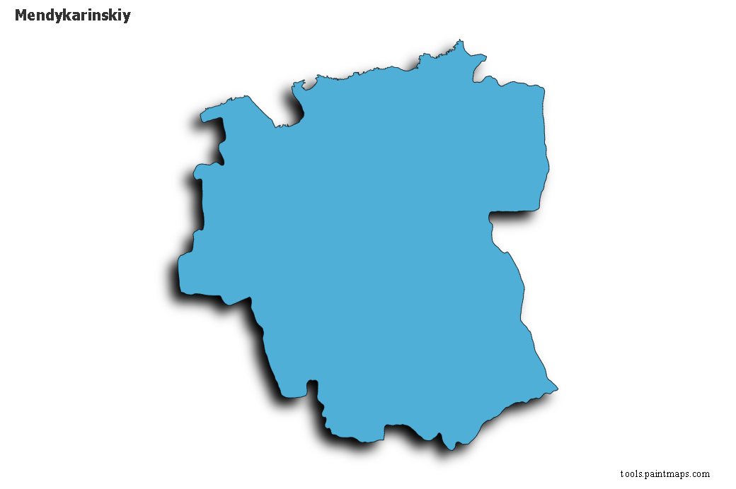 Mapa de Mendykarinskiy con efecto de sombra 3D