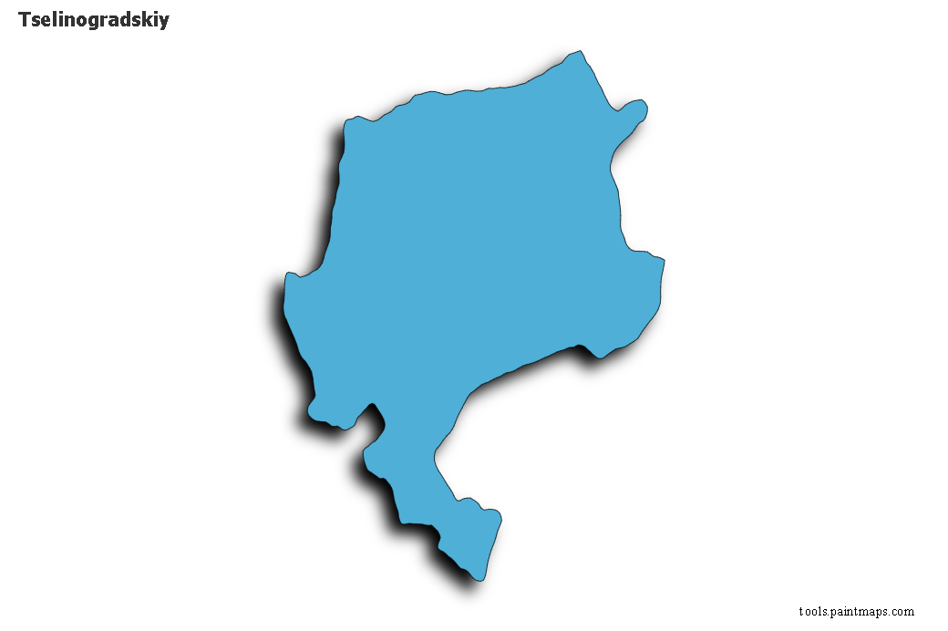 Mapa de Tselinogradskiy con efecto de sombra 3D