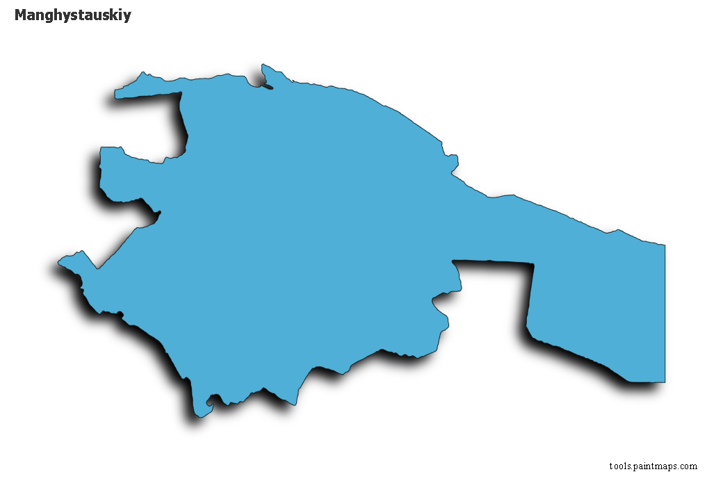 Mapa de Manghystauskiy con efecto de sombra 3D